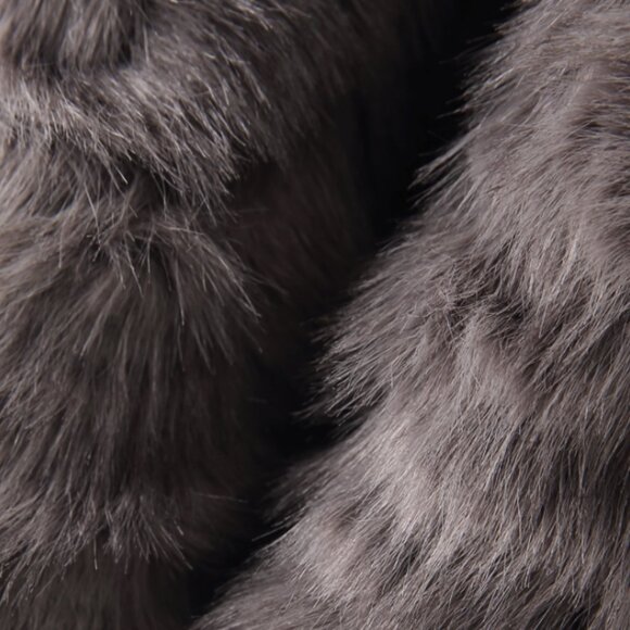 Luxury Curly Faux Fur Collarless Coat - Picture 6 of 6